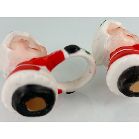Vintage Set of 2 Mrs Claus Taper Candle Hugger Christmas Holiday Decoration Cute - Picture 13 of 14